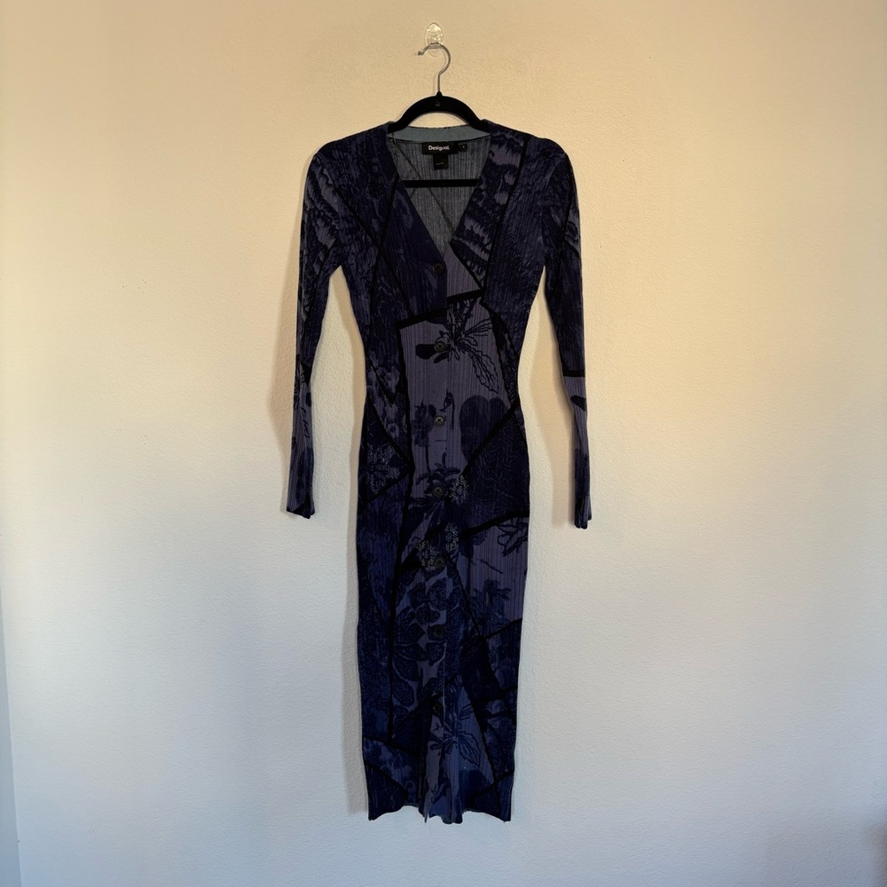 Desigual Flat Knit Long Sleeve Midi Dress - Picture 2 of 7